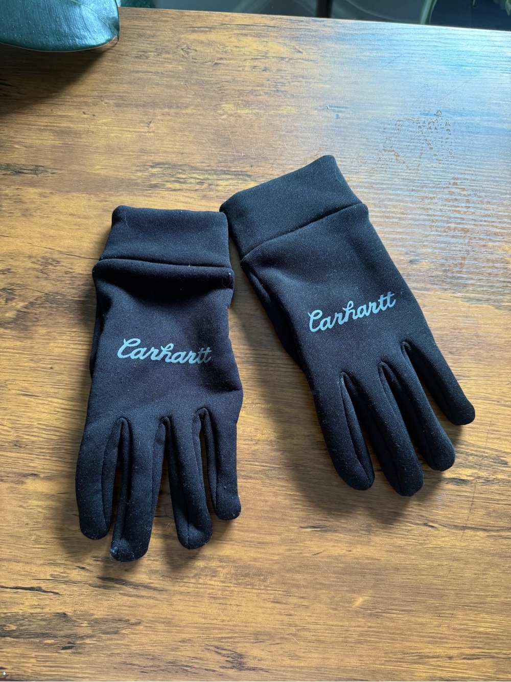 Carhartt Black Gloves with Light Blue Logo size M